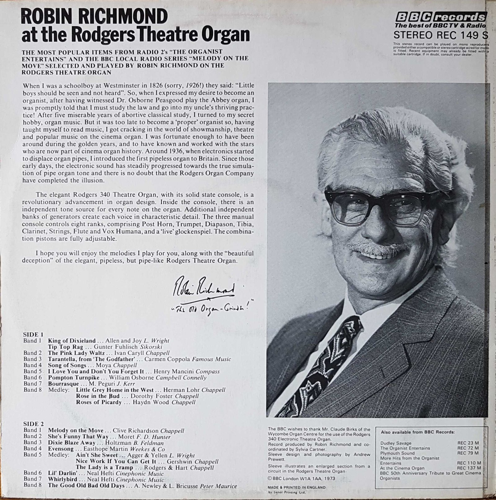 Back cover of REC 149